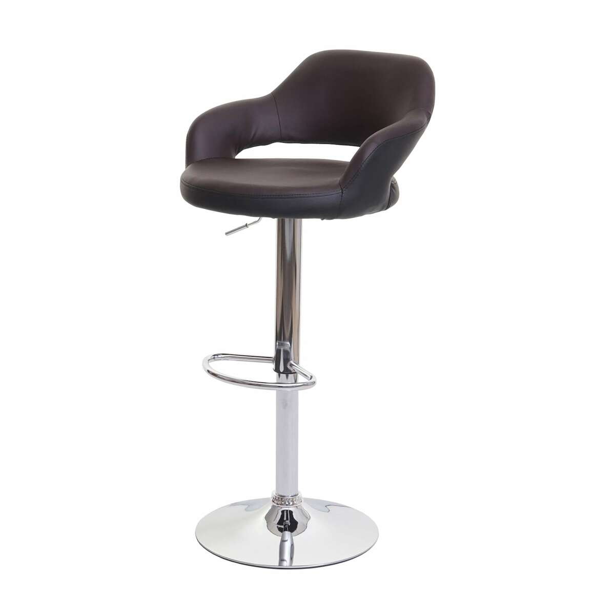 Bild 1 von Barhocker MCW-F16, Barstuhl Tresenhocker Drehhocker, mit Lehne Kunstleder ~ braun-schwarz