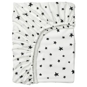 BUSENKEL  Spannbettlaken, Sterne/weiß 90x200 cm