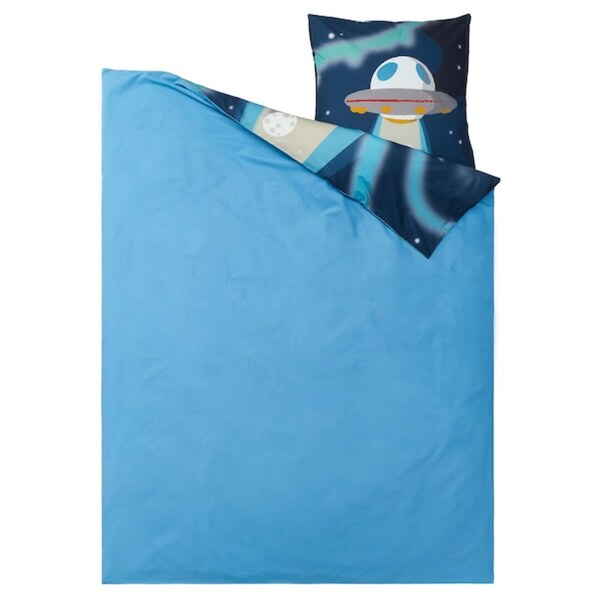 Bild 3 von AFTONSPARV  Bettwäsche-Set, 2-teilig, Weltraum/blau 140x200/80x80 cm