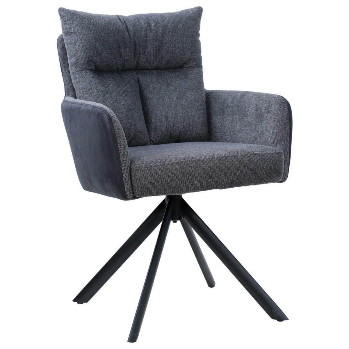 Bild 1 von Hom`in Armlehnstuhl, Schwarz, Dunkelgrau, Metall, Textil, Drehkreuz, 59x91x66 cm, Bsci, Stoffauswahl, Sitzfläche 360° drehbar, inklusive Armlehnen, Esszimmer, Stühle, Esszimmerstühle, Armlehnenst