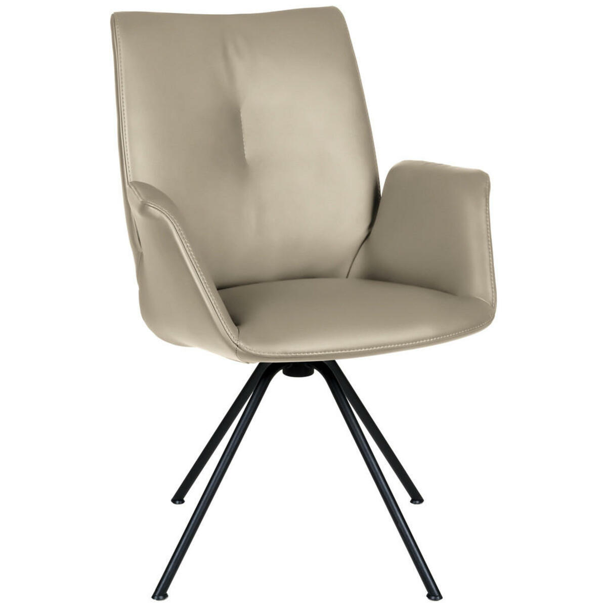 Bild 1 von Dieter Knoll Armlehnstuhl, Schwarz, Schlamm, Metall, Leder, Echtleder, Semi-Anilinleder, Rundrohr, 65x91x63 cm, Beinauswahl, Lederauswahl, Sitzfläche 360° drehbar, Esszimmer, Stühle, Armlehnenstü