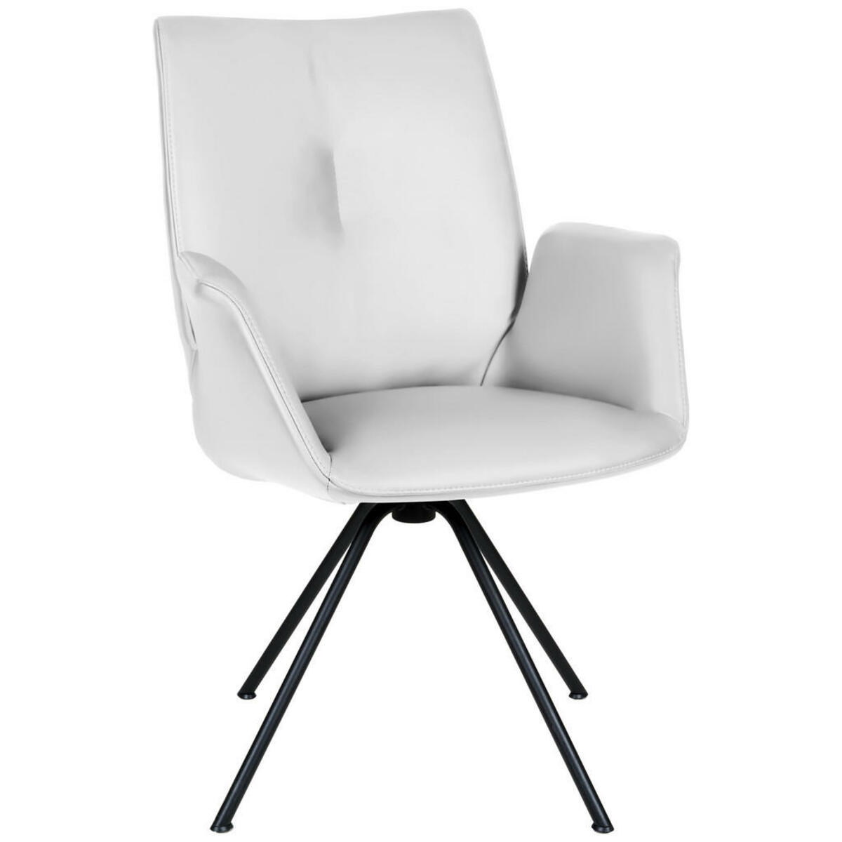 Bild 1 von Dieter Knoll Armlehnstuhl, Schwarz, Weiß, Metall, Leder, Echtleder, Semi-Anilinleder, Rundrohr, 65x91x63 cm, Beinauswahl, Lederauswahl, Sitzfläche 360° drehbar, Esszimmer, Stühle, Armlehnenstühl