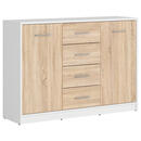 Bild 1 von Kommode, Weiß, Sonoma Eiche, Kunststoff, 2 Fächer, 4 Schubladen, 118.5x84x34 cm, Wohnzimmer, Kommoden & Sideboards, Kommoden