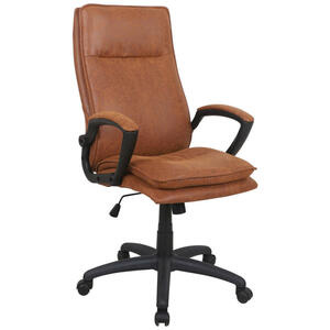 Mid.you Chefsessel, Braun, Kunststoff, Textil, Drehkreuz, 61x110-120x70 cm, Wippmechanik mit Härtegradeinstellung, Sitzfläche 360° drehbar, inklusive Armlehnen, Arbeitszimmer, Bürostühle, Drehst