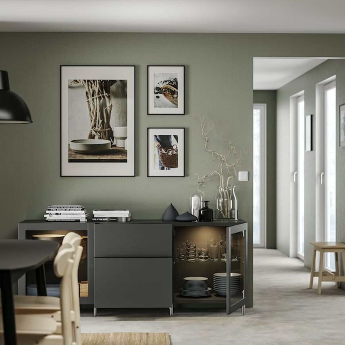 Bild 3 von BESTÅ  Aufbewahrung mit Schubladen, dunkelgrau Lappviken/Sindvik dunkelgrau 180x42x74 cm