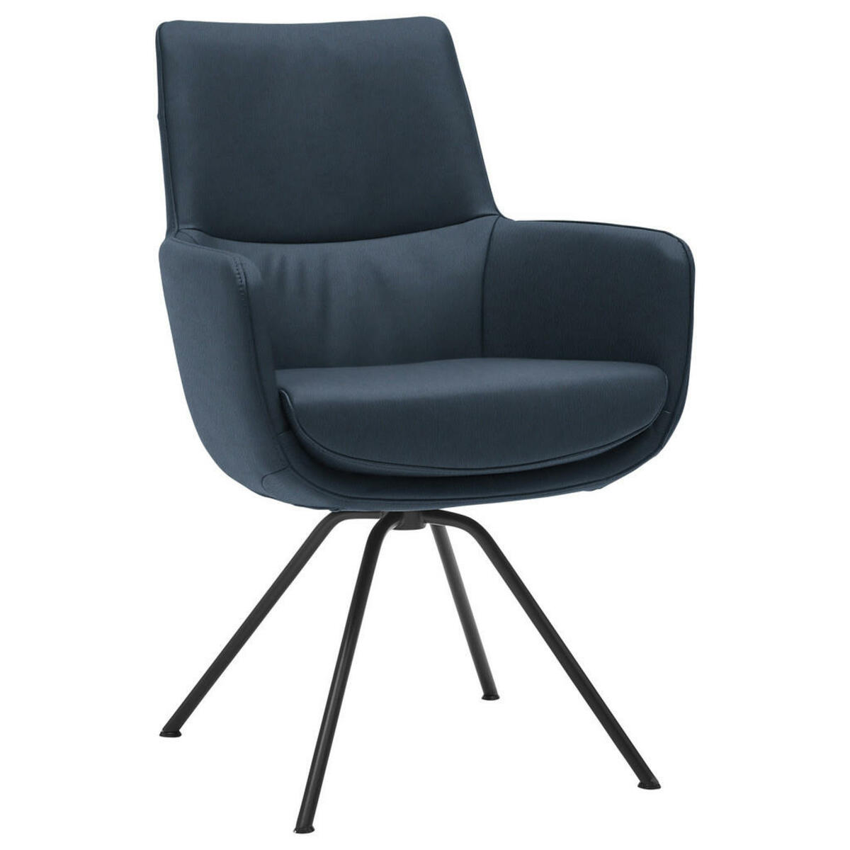 Bild 1 von Dieter Knoll Armlehnstuhl, Schwarz, Graublau, Metall, Leder, Semi-Anilinleder, Rundrohr, 60x90x61 cm, Beinauswahl, Lederauswahl, Typenauswahl, Sitzfläche 360° drehbar, Esszimmer, Stühle, Armlehnen