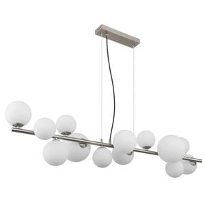 Globo Led-Hängeleuchte, Opal, Nickel, Transparent, Metall, Kunststoff, Glas, F, 34.5x120 cm, Lampen & Leuchten, Innenbeleuchtung, Hängelampen, Esstischlampen