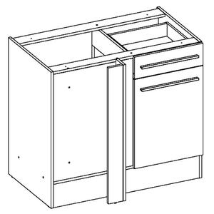 Mid.you Eckunterschrank, Weiß Hochglanz, Holzwerkstoff, 1 Fächer, 1 Schubladen, Eckteil, einmalig seitenverkehrt montierbar, 115x90x60 cm, Zusatzausstattung erhältlich, Küchen, Küchenmöbel, Kü