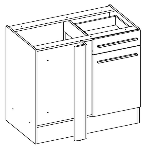 Bild 1 von Mid.you Eckunterschrank, Weiß Hochglanz, Holzwerkstoff, 1 Fächer, 1 Schubladen, Eckteil, einmalig seitenverkehrt montierbar, 115x90x60 cm, Zusatzausstattung erhältlich, Küchen, Küchenmöbel, Kü