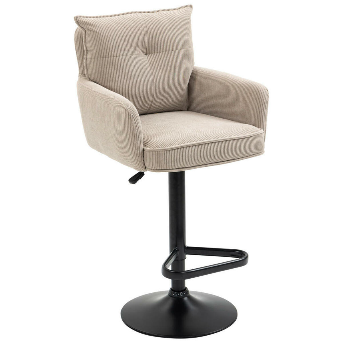 Bild 1 von Novel Barhocker, Creme, Schwarz, Beige, Metall, Textil, Drehteller, Säule, 54x98-120x58 cm, Handmade in China, Stoffauswahl, Sitzfläche 360° drehbar, inklusive Armlehnen, Esszimmer, Barmöbel, Bar