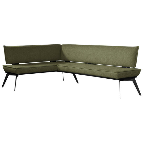 Bild 1 von Carryhome Eckbank, Schwarz, Olivgrün, Holz, Metall, Textil, Buche, massiv, Ottomane rechts, Eckteil, 235x165 cm, Stoffauswahl, Esszimmer, Bänke, Eckbänke