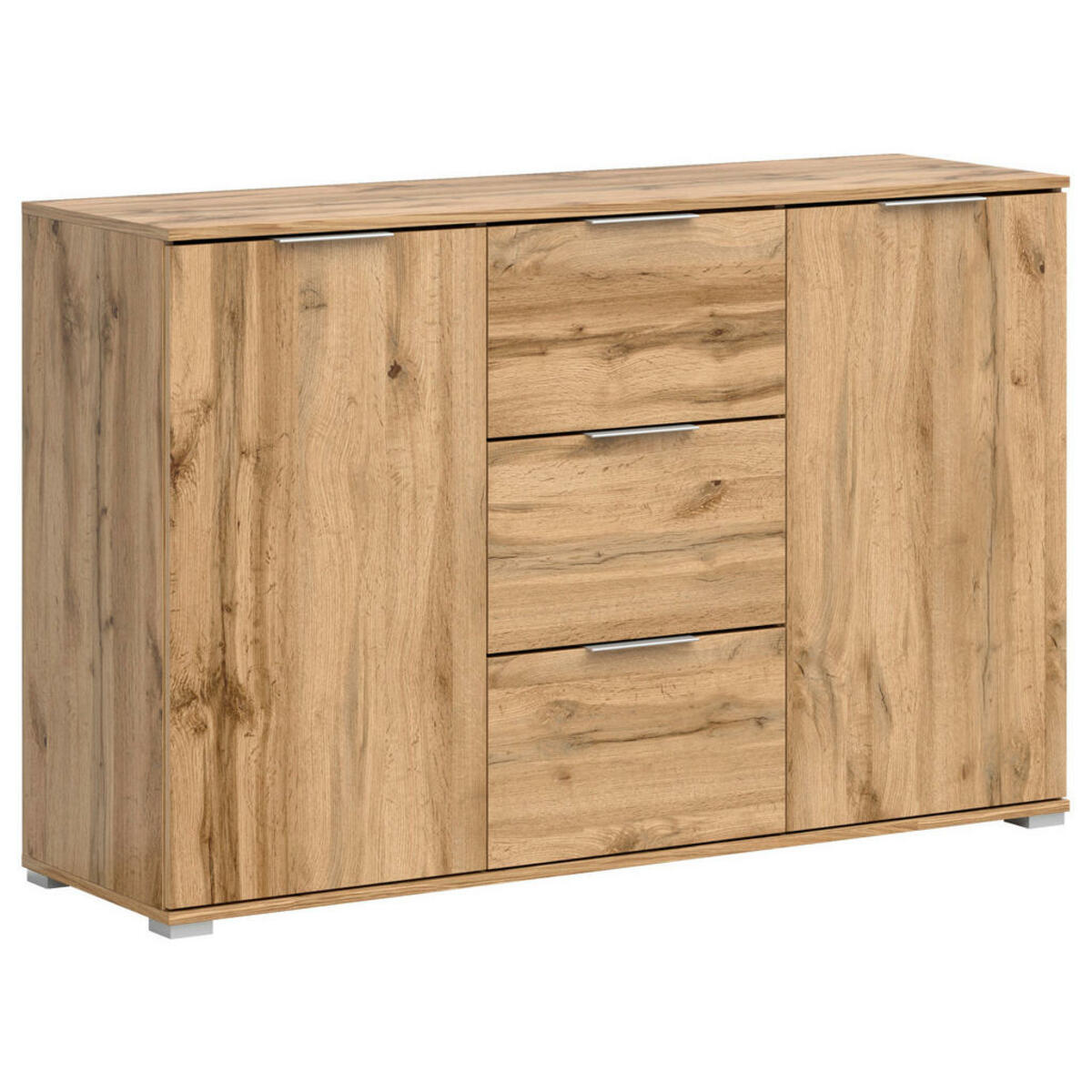 Bild 1 von Kommode, Eiche Wotan, Kunststoff, 2 Fächer, 3 Schubladen, 135x86x41 cm, Wohnzimmer, Kommoden & Sideboards, Kommoden