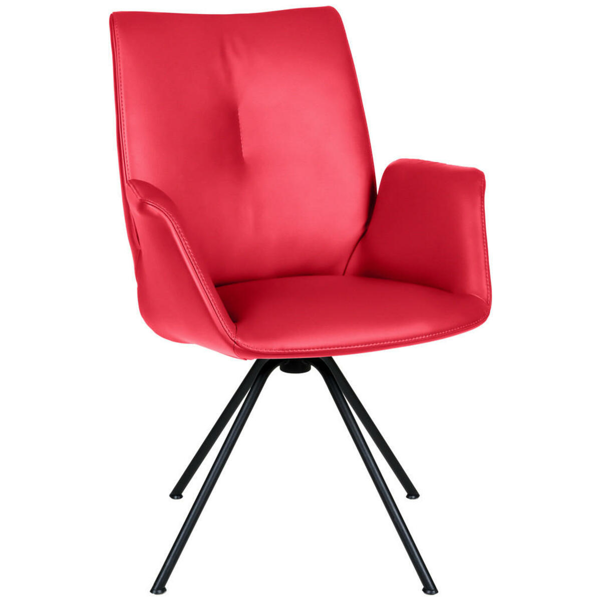 Bild 1 von Dieter Knoll Armlehnstuhl, Rot, Schwarz, Metall, Leder, Echtleder, Semi-Anilinleder, Rundrohr, 65x91x63 cm, Beinauswahl, Lederauswahl, Sitzfläche 360° drehbar, Esszimmer, Stühle, Armlehnenstühle