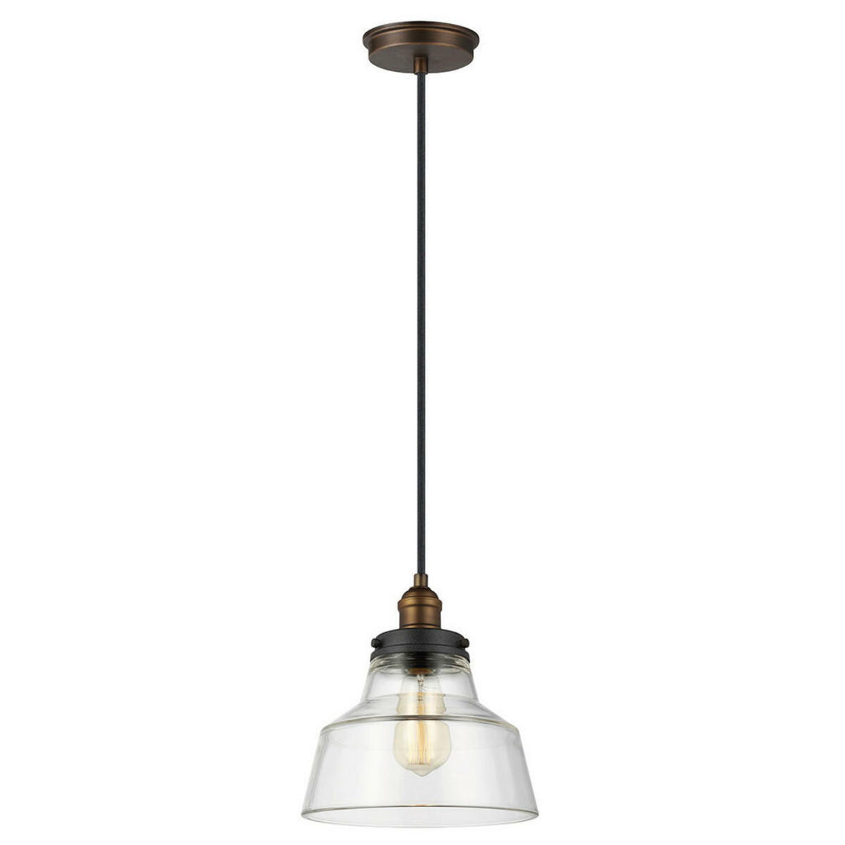 Bild 1 von Hängeleuchte Elstead Baskin, Zink, Messing, Metall, Glas, 30.1 cm, Grüner Punkt, RoHS, Lampen & Leuchten, Innenbeleuchtung, Hängelampen, Pendelleuchten