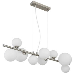 Globo Led-Hängeleuchte, Opal, Nickel, Transparent, Metall, Kunststoff, Glas, F, 34.5x120 cm, Lampen & Leuchten, Innenbeleuchtung, Hängelampen, Esstischlampen