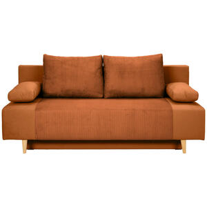 Carryhome Schlafsofa, Rost, Textil, Buche, massiv, 2-Sitzer, Füllung: Schaumstoff, Silikon,Schaumstoff, Silikon, 191x92x89 cm, Liegefunktion, Schlafen auf Sitzhöhe, Rücken echt, Kinder & Jugendmö