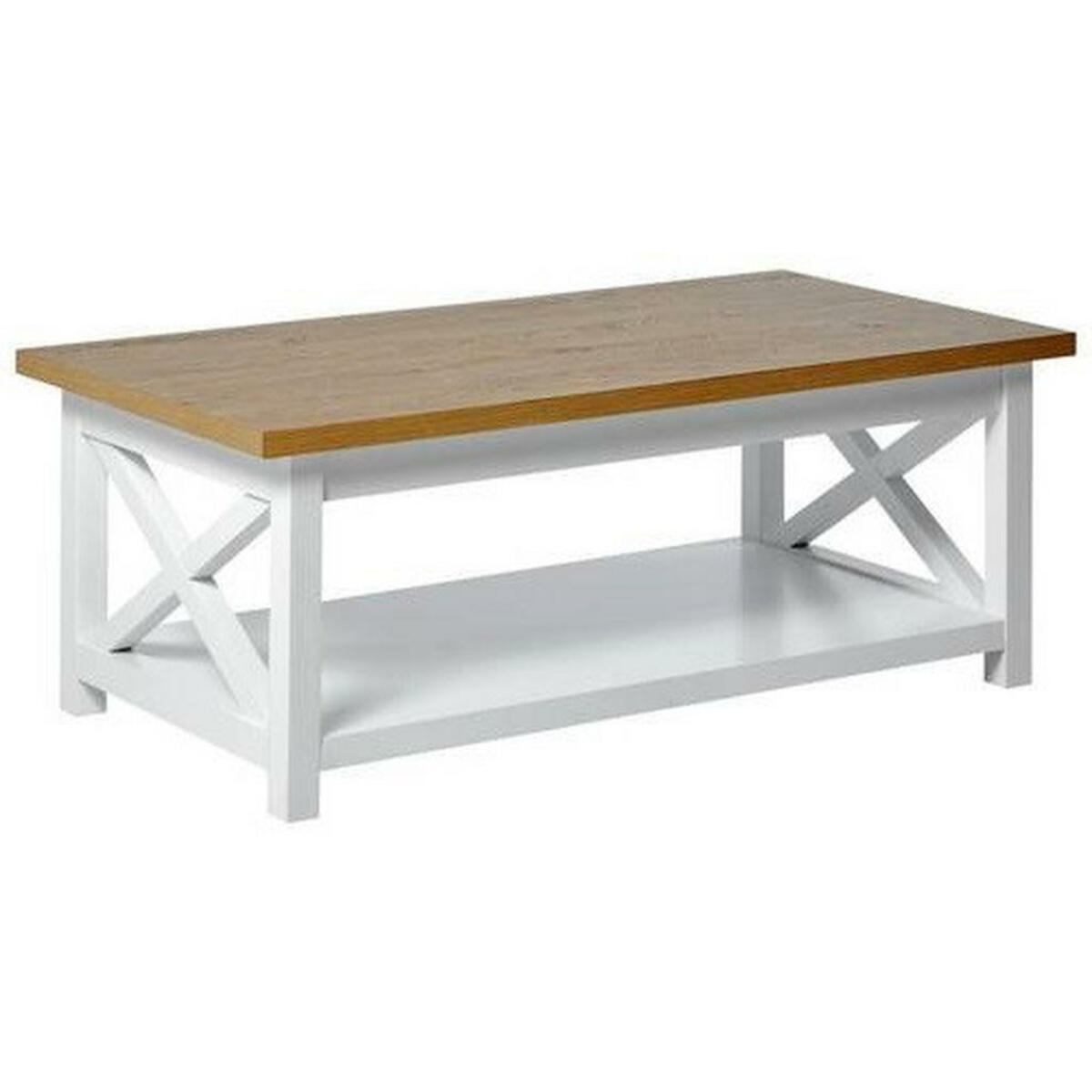 Bild 1 von Couchtisch, Weiß, Eiche, rechteckig, eckig, X-Form, 57x42 cm, offenes Fach, einfacher Aufbau, Wohnzimmer, Wohnzimmertische, Couchtische