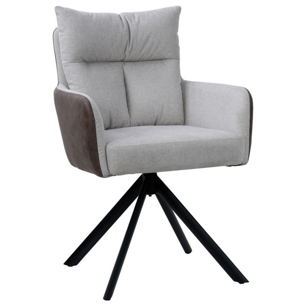 Bild 1 von Hom`in Armlehnstuhl, Natur, Schwarz, Metall, Textil, Drehkreuz, 59x91x66 cm, Bsci, Stoffauswahl, Sitzfläche 360° drehbar, inklusive Armlehnen, Esszimmer, Stühle, Esszimmerstühle, Armlehnenstühle