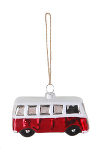 TrendLine Weihnachtskugel aus Glas Bus 5,8 x 8,5 cm weiß-rot