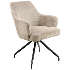 Mid.you Armlehnstuhl, Beige, Holz, Metall, Textil, Pappel, Sperrholz, Drehkreuz, 57x86x65 cm, Sitzfläche 360° drehbar, Esszimmer, Stühle, Armlehnenstühle