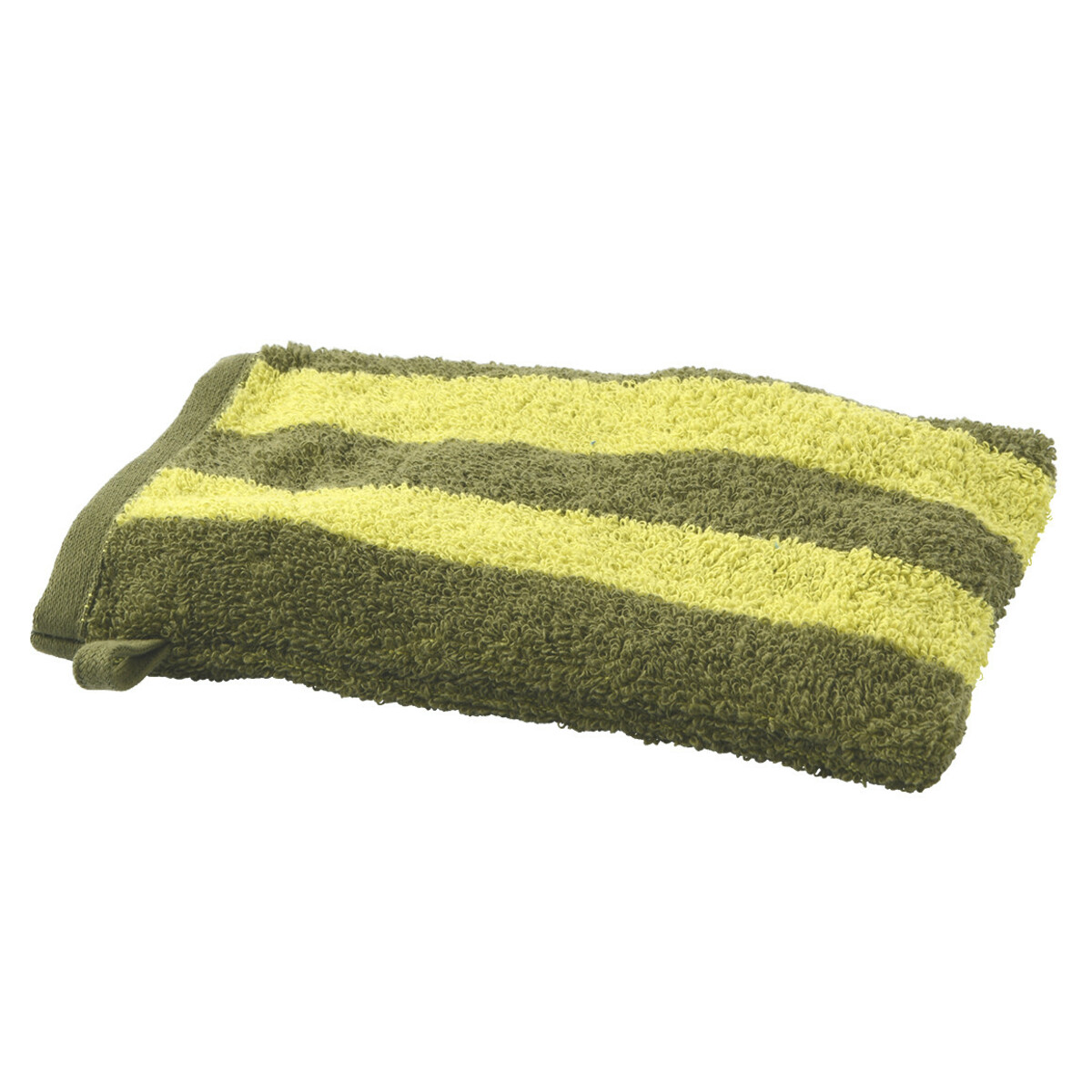 Bild 1 von Waschhandschuh im Streifen-Dessin DUNKELGRÜN / HELLGRÜN