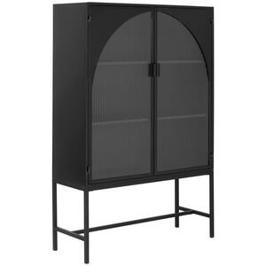 Mid.you Vitrine, Schwarz, Metall, 2 Fächer, 95x145x35 cm, Bsci, Wohnzimmer, Wohnwände, Vitrinenschränke