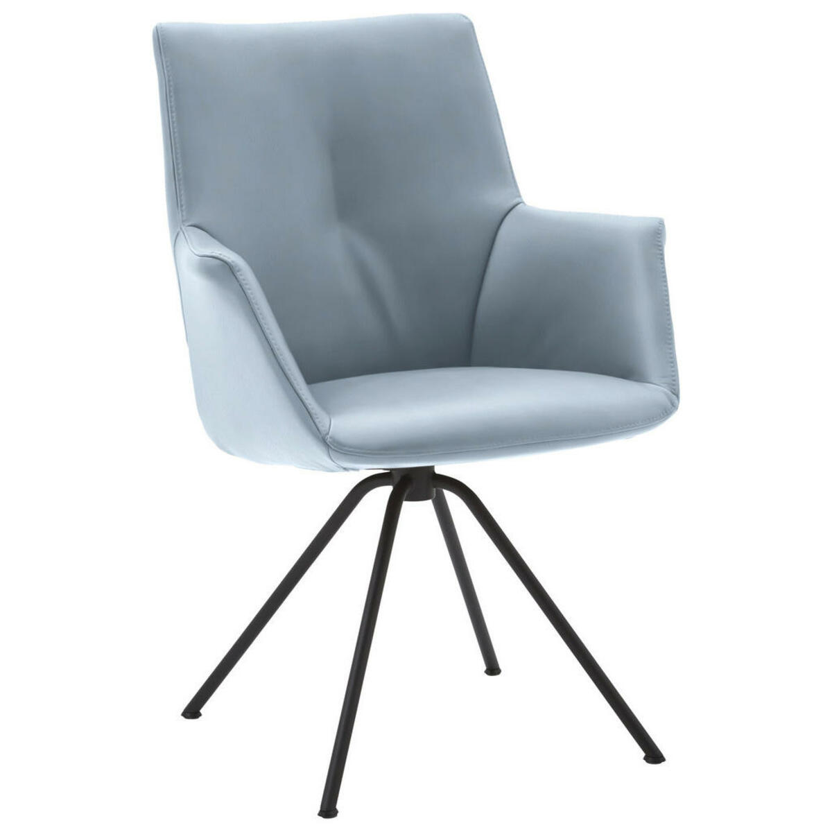 Bild 1 von Dieter Knoll Armlehnstuhl, Grau, Schwarz, Metall, Leder, Echtleder, Semi-Anilinleder, Rundrohr, 60x90x61 cm, Beinauswahl, Lederauswahl, Typenauswahl, Sitzfläche 360° drehbar, Esszimmer, Stühle, Ar