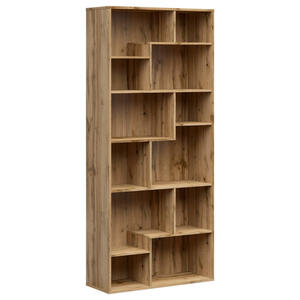 Regal, Eiche Wotan, Holzwerkstoff, 8 Fächer, 87.5x197.5x33.5 cm, Arbeitszimmer, Büroregale, Bücherregale