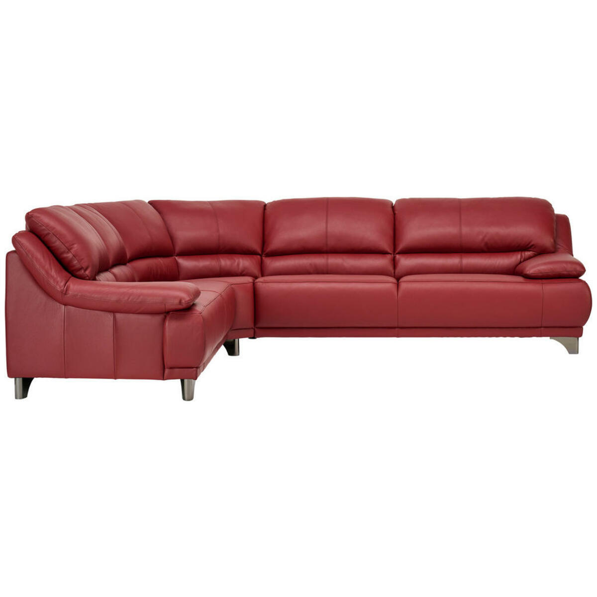 Bild 1 von Xora Ecksofa, Rot, Leder, Echtleder, Rindleder, 4-5-Sitzer, Ottomane links, L-Form, 290x253 cm, Lederauswahl, Stoffauswahl, seitenverkehrt erhältlich, Hocker Rückenfutter, Wohnzimmer, Sofas & Couch