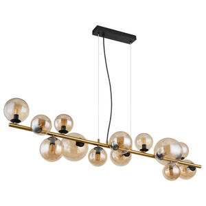 Globo Led-Hängeleuchte, Schwarz, Transparent, Messing, Metall, Kunststoff, Glas, F, 34.5x120 cm, Lampen & Leuchten, Innenbeleuchtung, Hängelampen, Esstischlampen