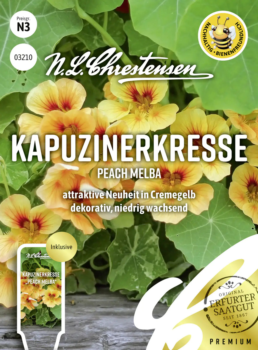 N.L.Chrestensen Saatgut Kapuzinerkresse Peach Melba ca. 25 Pflanzen von