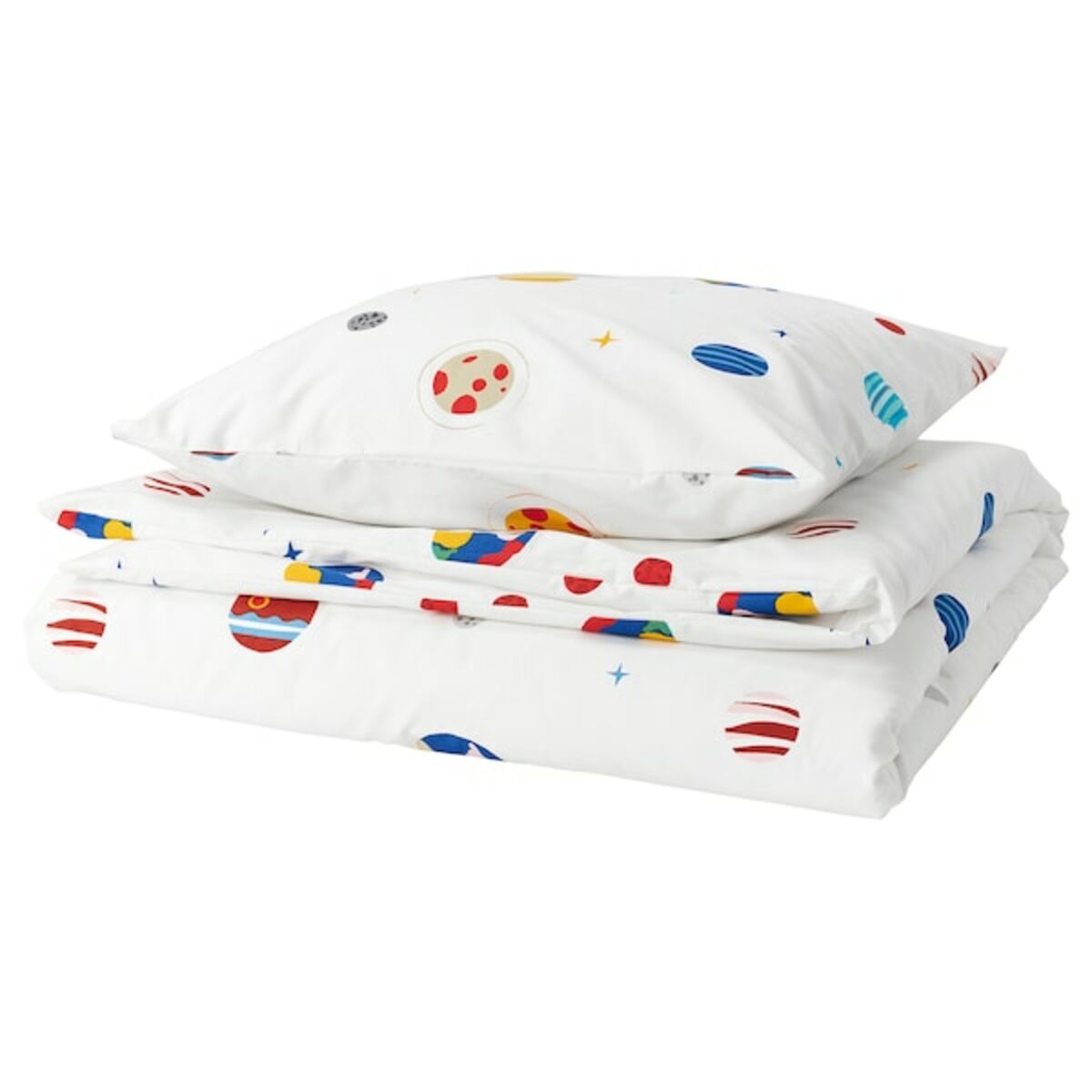 Bild 1 von AFTONSPARV  Bettwäsche-Set, 2-teilig, Weltraum/bunt 140x200/80x80 cm
