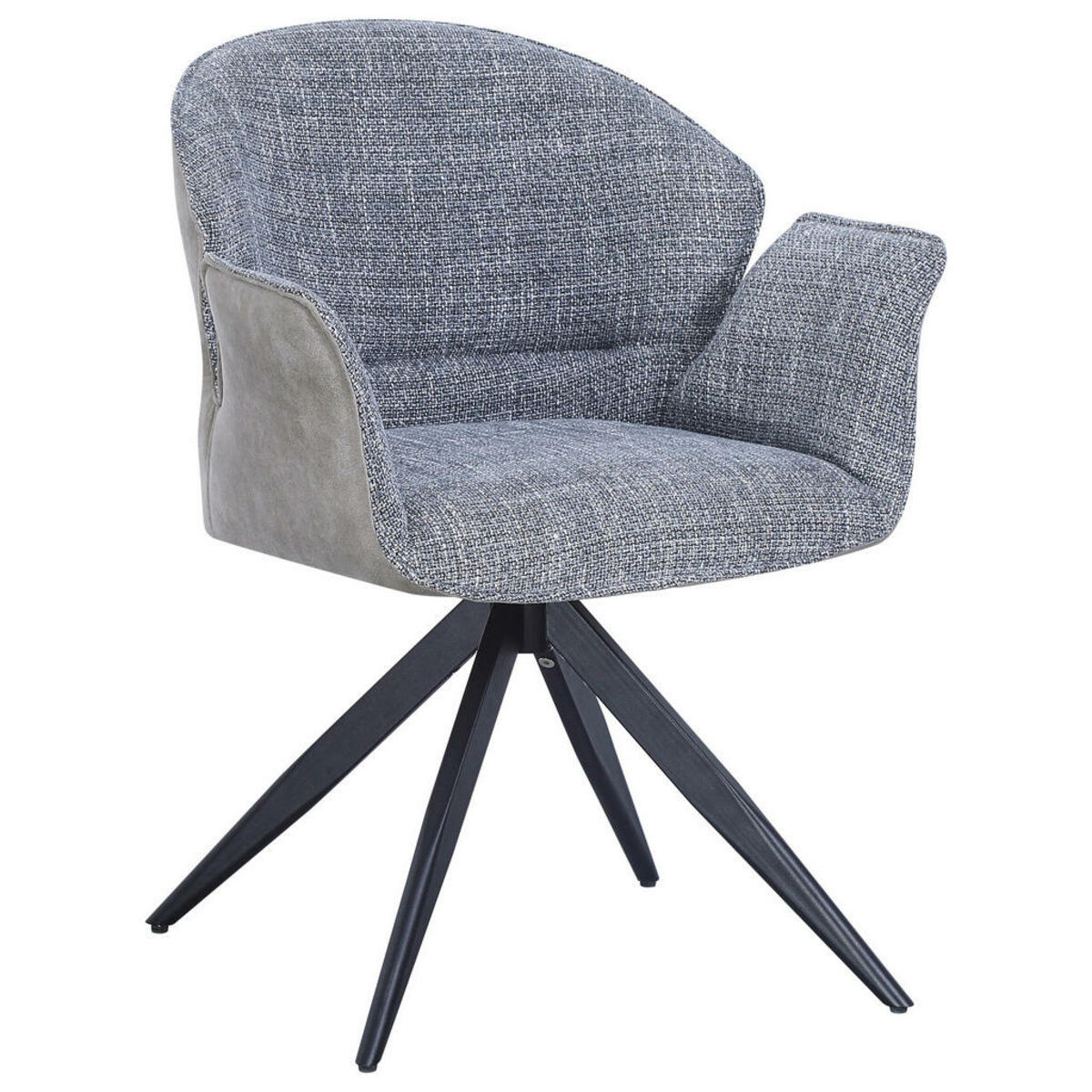 Bild 1 von Mid.you Armlehnstuhl, Grau, Schwarz, Metall, Textil, Drehkreuz, 61x81x60 cm, Sitzfläche 360° drehbar, Esszimmer, Stühle, Esszimmerstühle, Armlehnenstühle