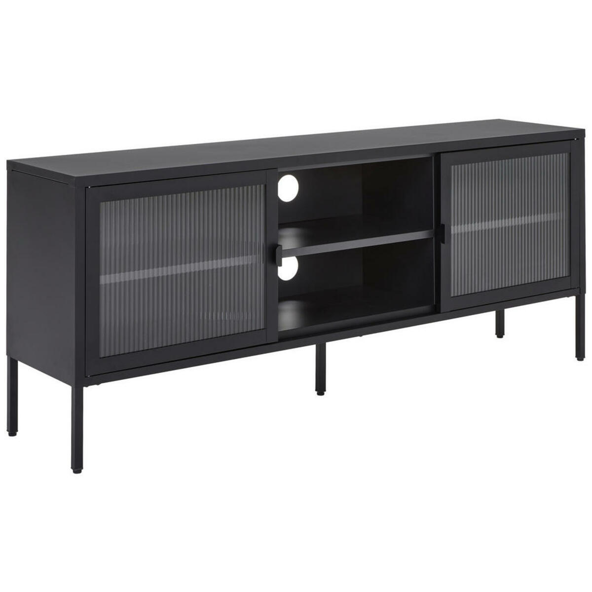 Bild 1 von Xora Lowboard, Schwarz, Metall, 3 Fächer, 160x64x35 cm, Beimöbel erhältlich, stehend, Wohnzimmer, Wohnwände, Lowboards