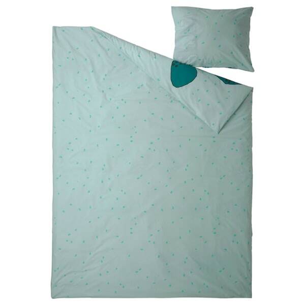 Bild 3 von BLÅVINGAD  Bettwäsche-Set, 2-teilig, Schildkrötenmuster/türkis 140x200/80x80 cm