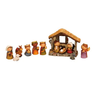 Riffelmacher Kinder-Krippenfiguren mit Stall 2,5 - 9 cm 12 teilig