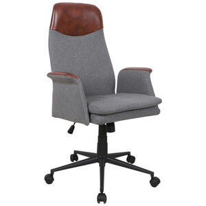 Mid.you Chefsessel, Braun, Grau, Metall, Kunststoff, Textil, Drehkreuz, 79x114.5x66 cm, Wippmechanik mit Härtegradeinstellung, Sitzfläche 360° drehbar, Arbeitszimmer, Bürostühle, Drehstühle