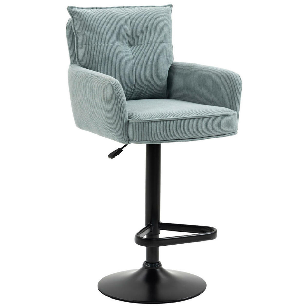 Bild 1 von Novel Barhocker, Schwarz, Hellblau, Metall, Textil, Drehteller, Säule, 54x98-120x58 cm, Handmade in China, Stoffauswahl, Sitzfläche 360° drehbar, inklusive Armlehnen, Esszimmer, Barmöbel, Barhock