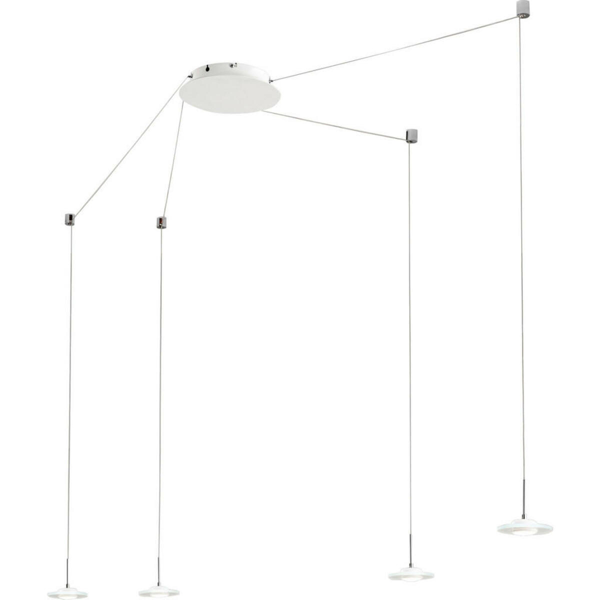 Bild 1 von Fabas Luce Led-Pendelleuchte Susanna, Weiß, Transparent, Metall, Glas, 650x350 cm, ISO 9001, höhenverstellbar, Lampen & Leuchten, Leuchtenserien