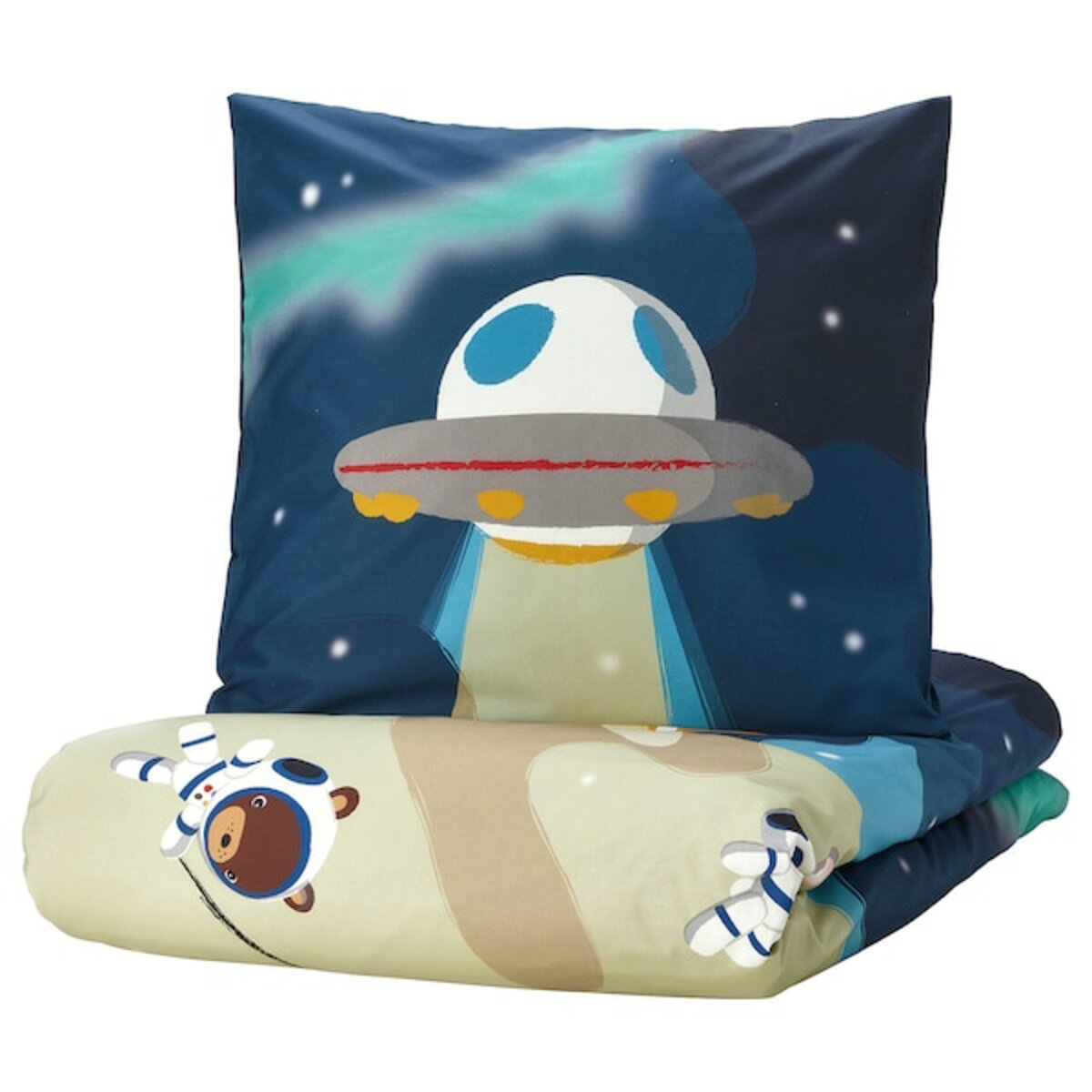 Bild 1 von AFTONSPARV  Bettwäsche-Set, 2-teilig, Weltraum/blau 140x200/80x80 cm