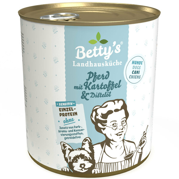 Bild 1 von Betty's Landhausküche Pferd & Kartoffel & Distelöl 6 x 800g für Hund