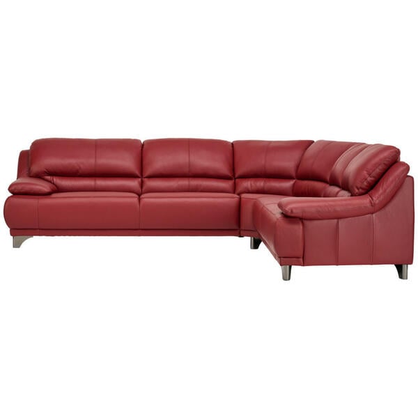 Bild 1 von Xora Ecksofa, Rot, Leder, Echtleder, Rindleder, 4-5-Sitzer, Ottomane rechts, L-Form, 290x253 cm, Lederauswahl, Stoffauswahl, seitenverkehrt erhältlich, Hocker Rückenfutter, Wohnzimmer, Sofas & Couc