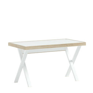 Boxxx Schreibtisch, Weiß, Hellbraun, Metall, rechteckig, X-Form, 71x75.7 cm, Arbeitszimmer, Schreibtische, Bürotische