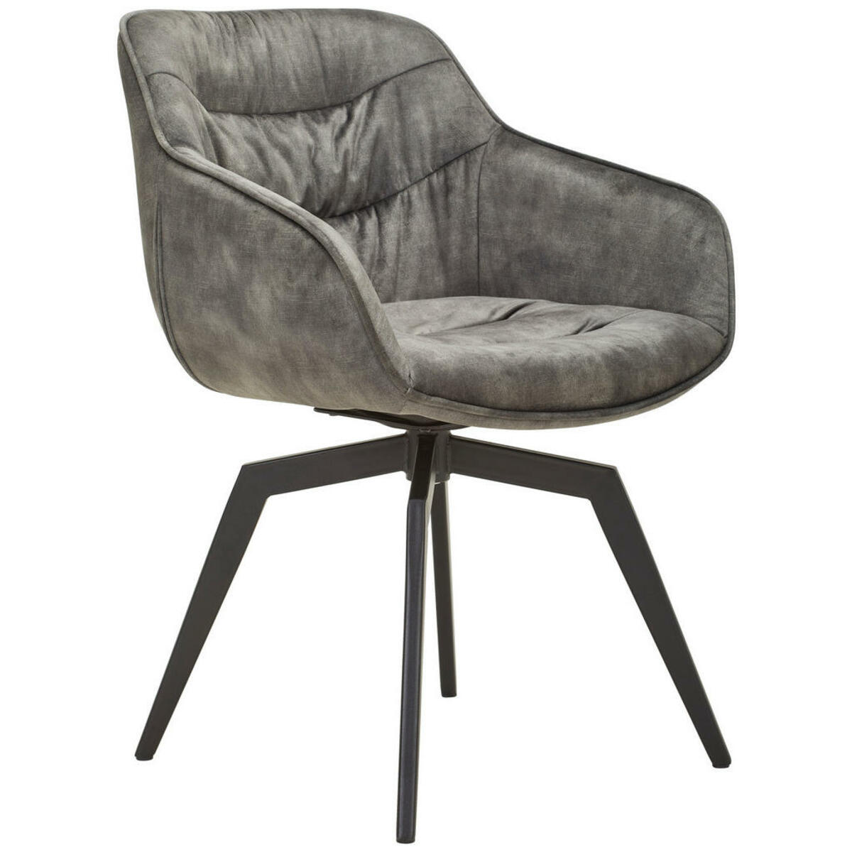 Bild 1 von Hom`in Armlehnstuhl, Schwarz, Dunkelgrün, Metall, Textil, Drehkreuz, 59x83x63 cm, Bsci, Stoffauswahl, Sitzfläche 360° drehbar, inklusive Armlehnen, Esszimmer, Stühle, Esszimmerstühle, Armlehnens