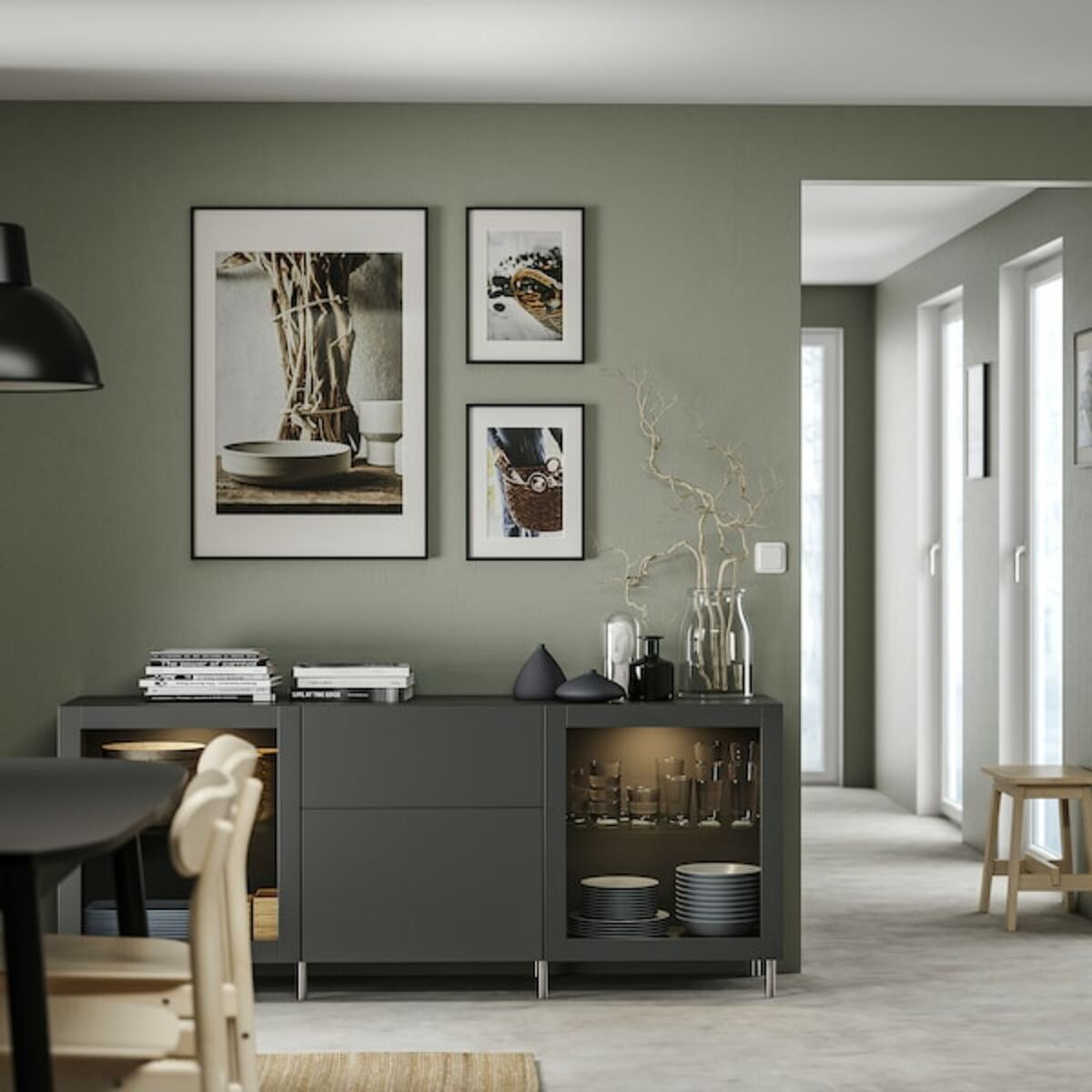 Bild 2 von BESTÅ  Aufbewahrung mit Schubladen, dunkelgrau Lappviken/Sindvik dunkelgrau 180x42x74 cm