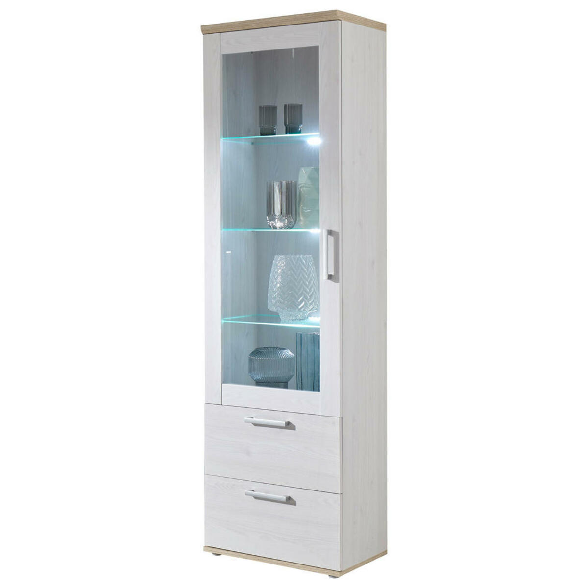 Bild 1 von Mid.you Vitrine, Eiche San Remo, Glas, Holzwerkstoff, 3 Fächer, 2 Schubladen, 60x203x38 cm, Made in EU, Beimöbel erhältlich, Esszimmer, Vitrinen