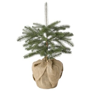 VINTERFINT  Topfpflanze, künstlich, drinnen/draußen Jute/Weihnachtsbaum grün 19 cm