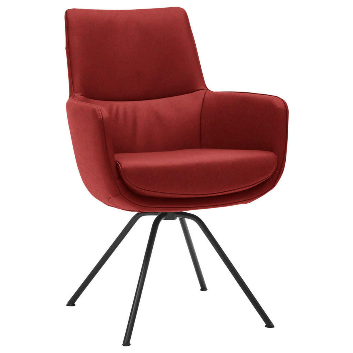 Bild 1 von Dieter Knoll Armlehnstuhl, Schwarz, Weinrot, Metall, Leder, Echtleder, Semi-Anilinleder, Rundrohr, 60x90x61 cm, Lederauswahl, Typenauswahl, Sitzfläche 360° drehbar, Esszimmer, Stühle, Armlehnenst