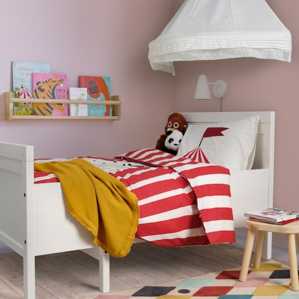 Bild 4 von BUSENKEL  Bettwäsche-Set, 2-teilig, Zirkusmuster rot/weiß 140x200/80x80 cm