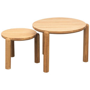 Mid.you Satztisch, Natur, Holz, 2-teilig, Asteiche, massiv, rund, rund, 60x40x45 cm, Wohnzimmer, Wohnzimmertische, Satztische